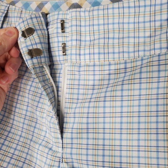 Adidas Athletic Bermuda Golf Shorts Plaid Blue Yellow Size 8 - Picture 2 of 9